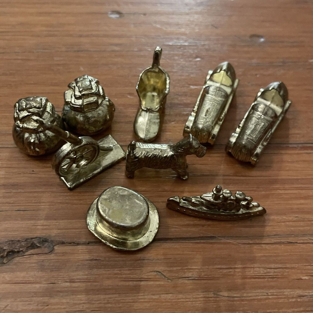 Monopoly Gold Tokens Lot of 9 Deluxe Edition Game Pieces Replacement Parts